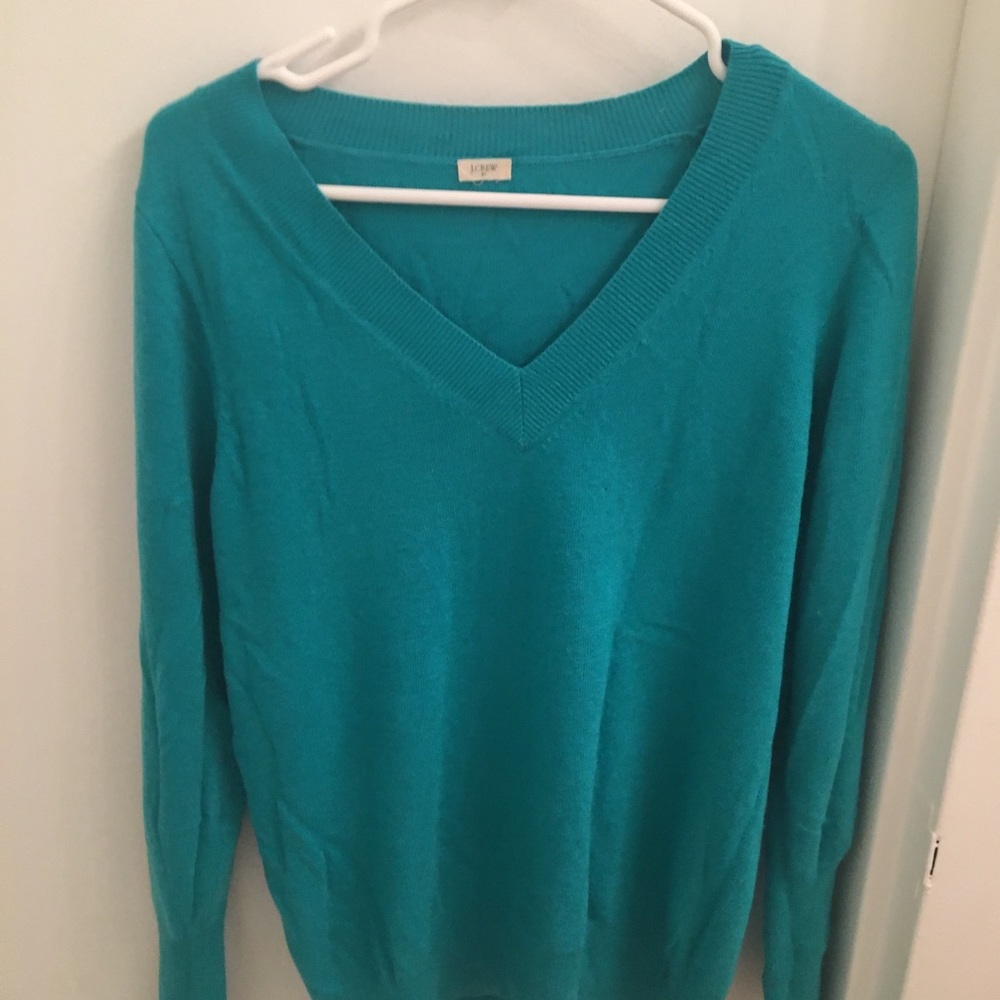 J CREW teal v neck sweater